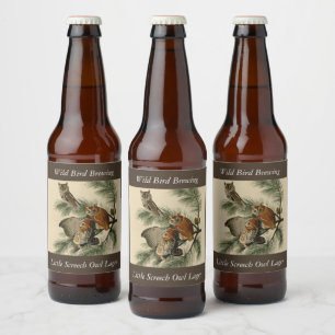 Little Screech Owl from Audubon's Birds of America Beer Bottle Label
