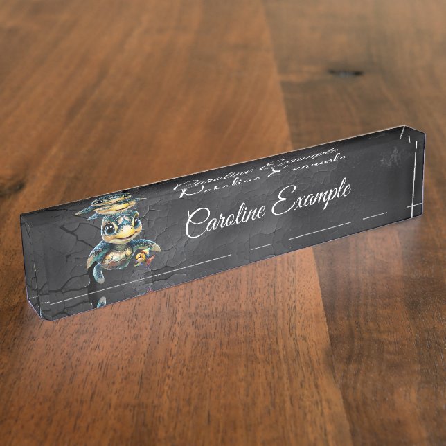 Little sea turtle exploring with her friend.  nameplate (Side)