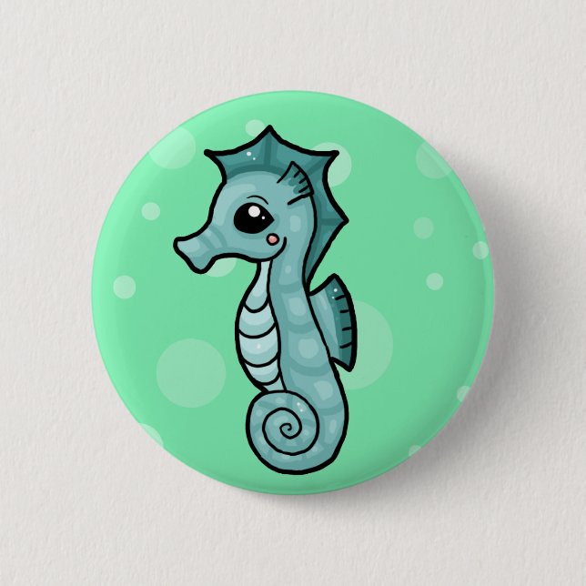 Little seahorse 2 inch round button (Front)