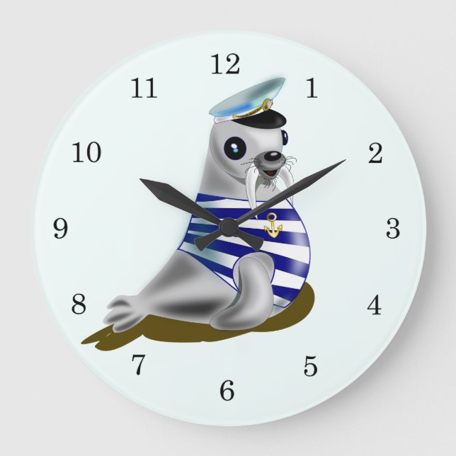 Little Seal Sailor Large Clock (Front)