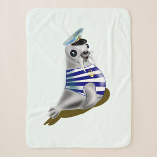 Little Seal Sailor Sherpa Blanket