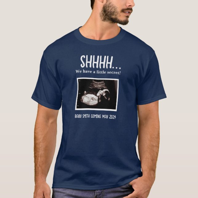 Little Secret Ultrasound Pregnancy Announcement T-Shirt (Front)