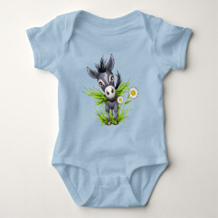 Little shaggy gray donkey baby bodysuit