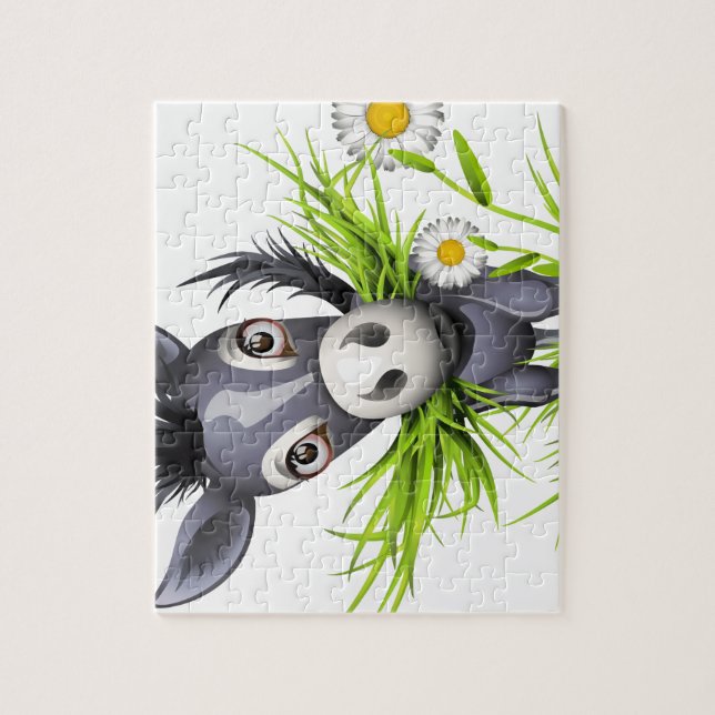 Little shaggy gray donkey jigsaw puzzle (Vertical)