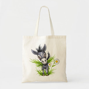 Little shaggy gray donkey tote bag