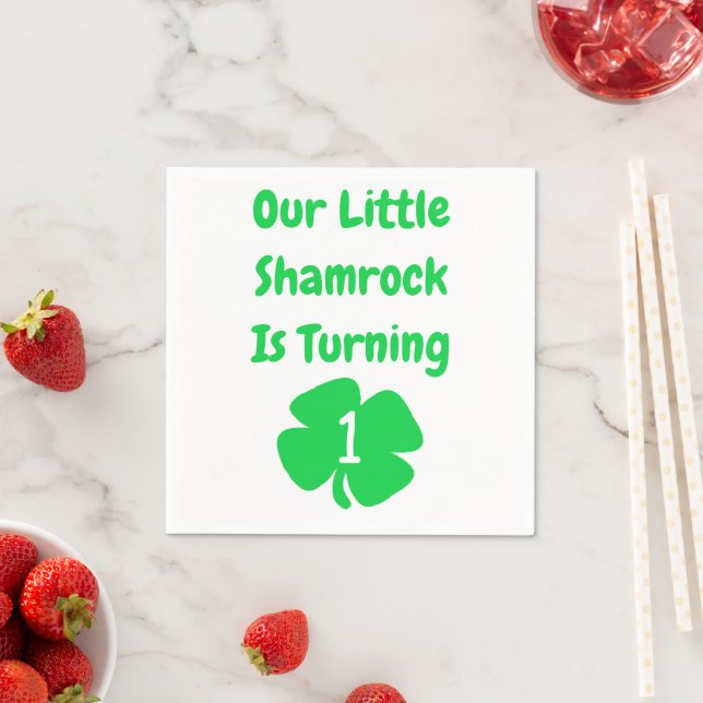 Little Shamrock 1st Birthday Napkin (Insitu)