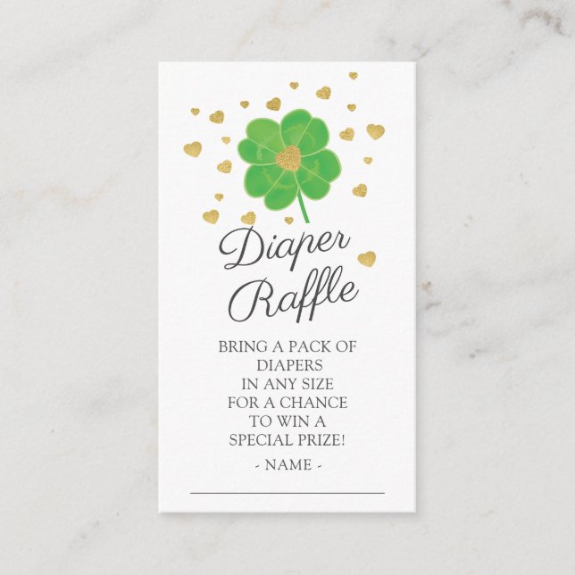 Little Shamrock Baby Shower Diaper Raffle Enclosure Card (Front)