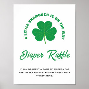 Little Shamrock Baby Shower Fun Diaper Raffle Sign