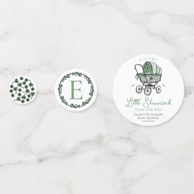 Little Shamrock St Patricks Baby Shower Backdrop Confetti (Backs)