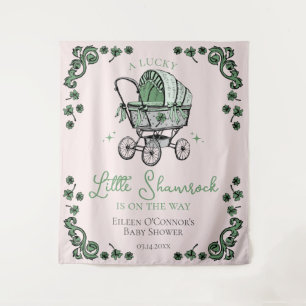 Little Shamrock St Patricks Baby Shower Backdrop Tapestry