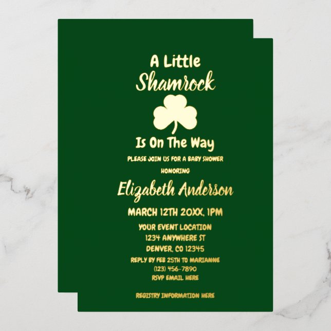 Little Shamrock St Patrick's Day Baby Shower (Front/Back)