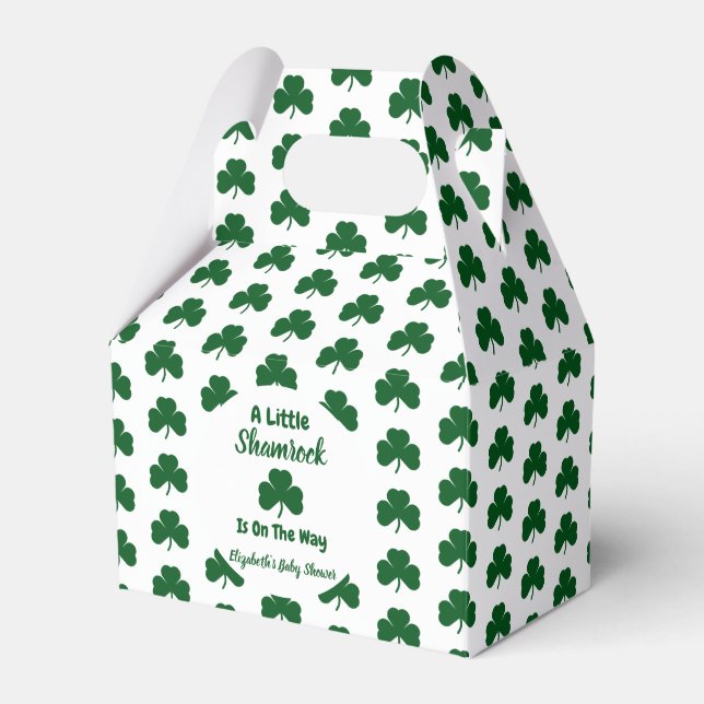 Little Shamrock St Patrick's Day Baby Shower Favor Box (Front Side)