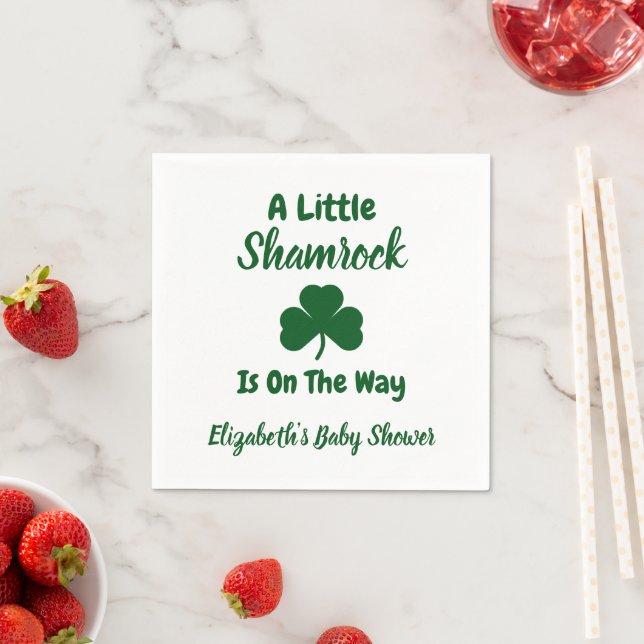 Little Shamrock St Patrick's Day Baby Shower Napkin (Insitu)