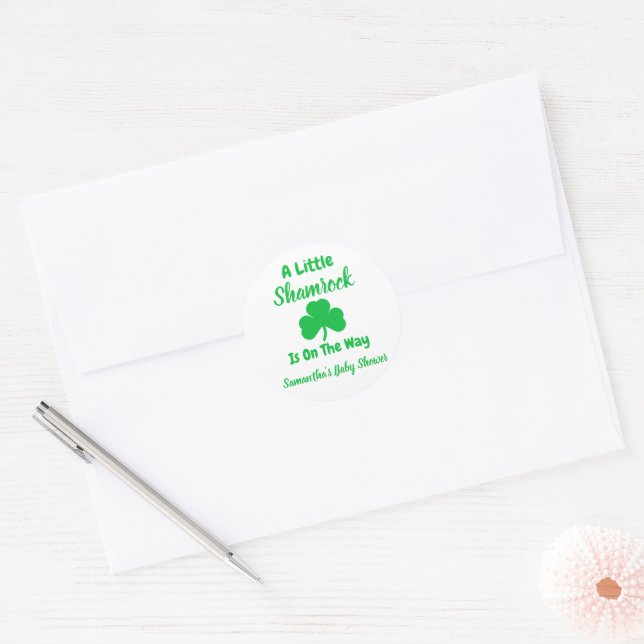 Little Shamrock St Patrick's Day Classic Round Sticker (Envelope)