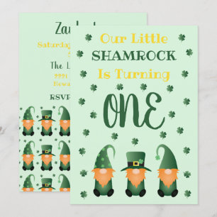 Little Shamrock Turning One Gnomes Invitation
