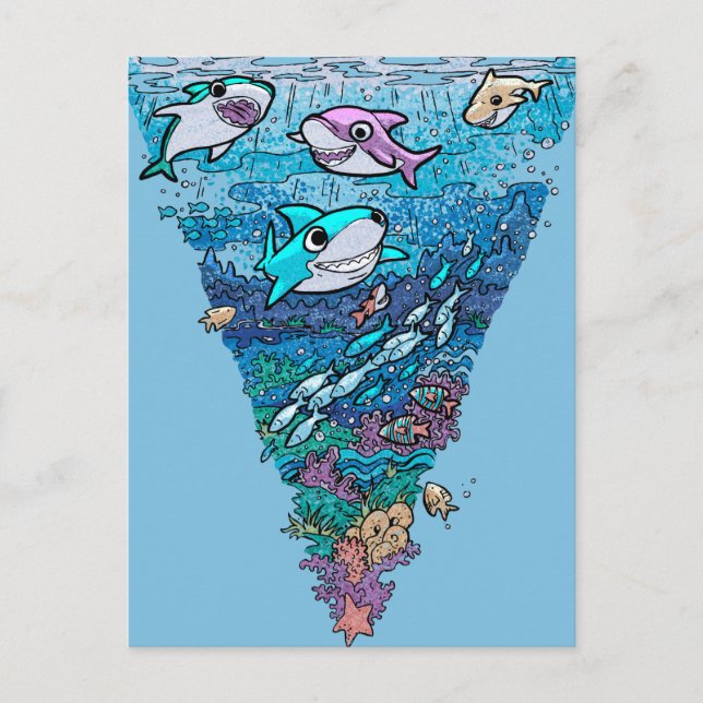 Little Shark Doodle Postcard (Front)