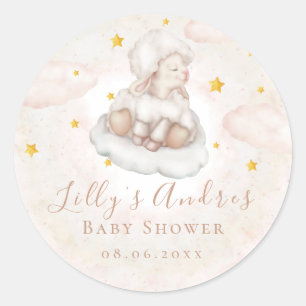 Little Sheep Lamb Dreamy stars Baby Shower Classic Round Sticker