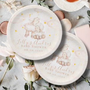 Little Sheep Lamb Dreamy stars Baby Shower Paper Plate