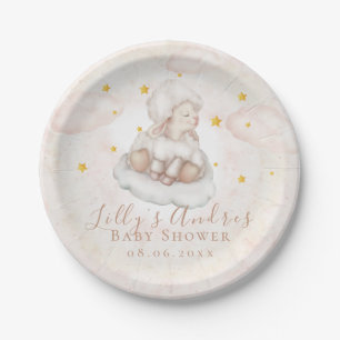Little Sheep Lamb Dreamy stars Baby Shower Paper Plate