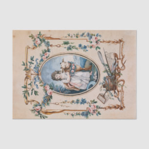 Little Shepherdess With Lamb by Jean-Baptiste Huet Tissue Paper