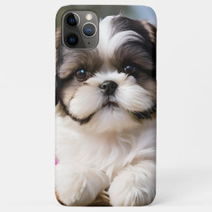 Little Shih Tzu Puppy Basket Flowers iPhone 11 Pro Max Case