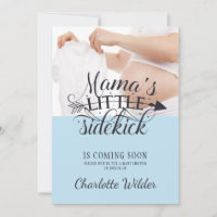Little Sidekick Baby Bump Blue Boy Baby Shower Inv