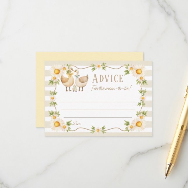 Little Silly Goose Baby Shower Advice for Mom  Enclosure Card (Front/Back In Situ)