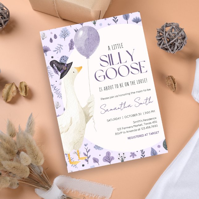 Little Silly Goose Baby Shower Invitation (Silly Little Goose Halloween Baby Shower)