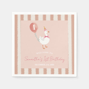 Little Silly Goose Pink Balloon Birthday Paper Napkin