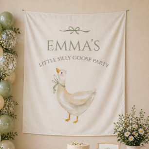 Little Silly Goose Sage Green Birthday Tapestry