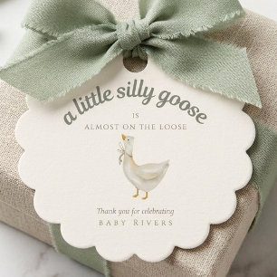 Little silly Goose Sage Green Bow Baby Shower Favour Tags