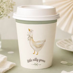 Little silly Goose Sage Green Bow Birthday Paper Cups