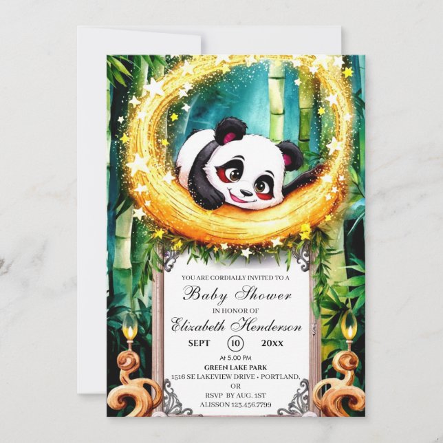 Little Simple Cute Panda Baby Shower Invitation (Front)