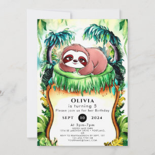Little Simple Sloth Birthday Invitation