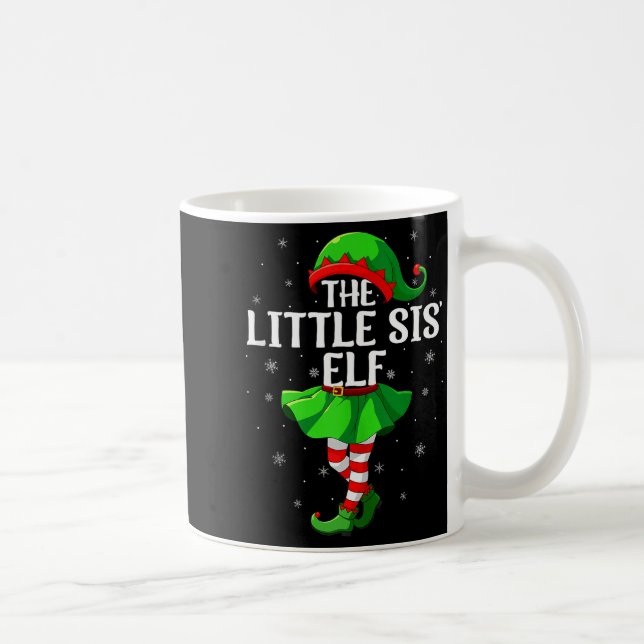 Little Sis Elf Christmas Girls Women Elf Squad Xma Coffee Mug (Right)