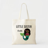 Little Sister African American Mermaid Faux Foil