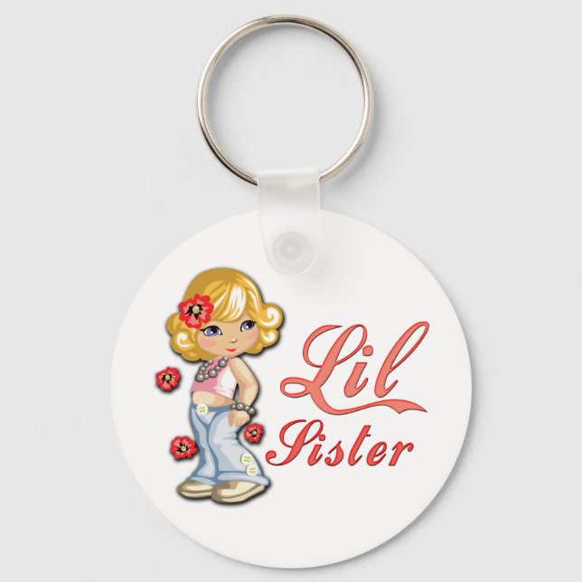 LIttle Sister and Flowers Keychain (Front)