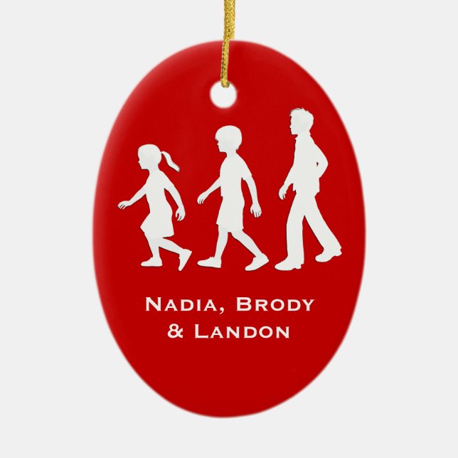 Little Sister, Big Brothers: Silhouette Siblings Ceramic Ornament (Front)