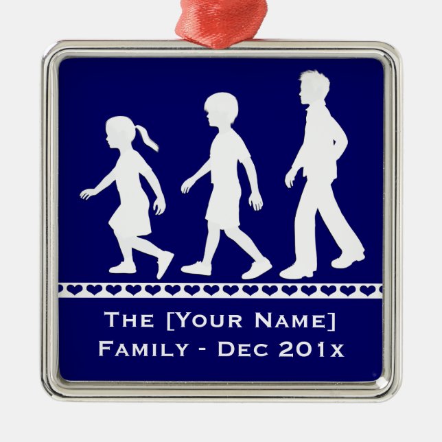 Little Sister, Big Brothers: Silhouette Siblings Metal Ornament (Front)