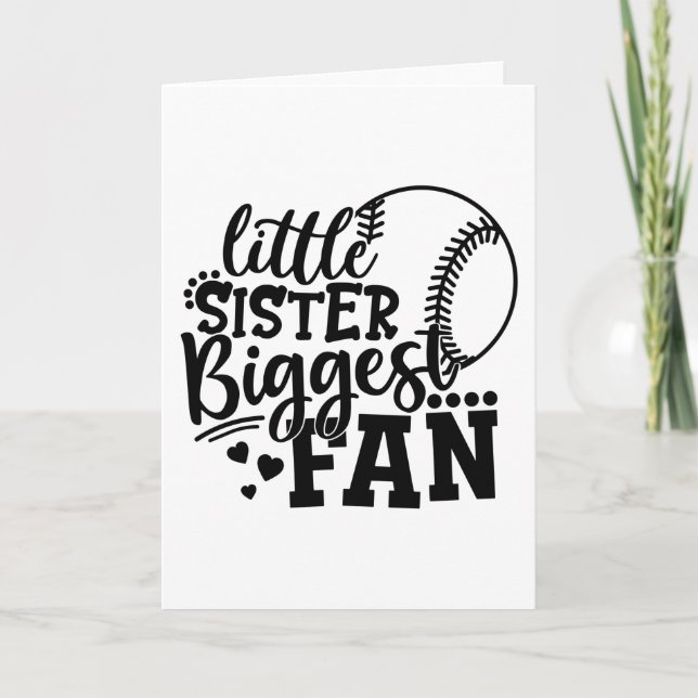 Little Sister Biggest Fan Baseball Card (Front)