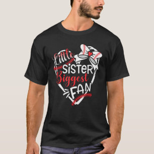 Little Sister Biggest Fan Baseball Ribbbon Family  T-Shirt