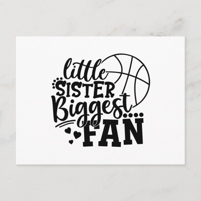Little Sister Biggest Fan Basketball Postcard (Front)