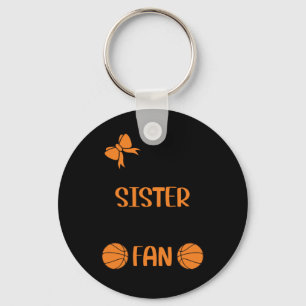 Little Sister Biggest Fan Basketball Sister  Keychain