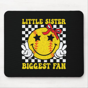 Little Sister Biggest Fan Retro Softll Sister Girl Mouse Pad