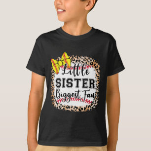 Little Sister Biggest Fan Softll Bow Catcher Teen  T-Shirt