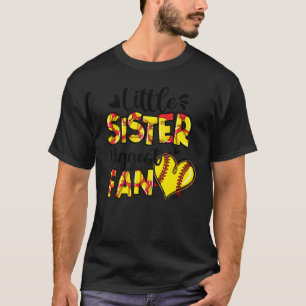 Little Sister Biggest Fann Cute Softball Sister T-Shirt