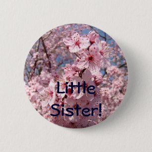 Little Sister! button Pink Tree Flower Blossoms