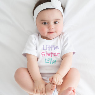 Little Sister Colourful Monogram Girl's Baby Bodysuit