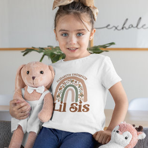 Little Sister Custom Boho Rainbow Pregnancy Reveal Toddler T-shirt