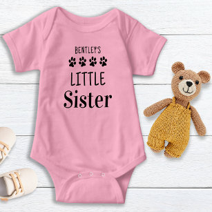 Little Sister Cute Personalized Pet Dog Lover  Baby Bodysuit